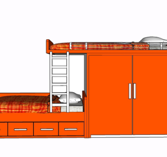 现代实木儿童床su模型