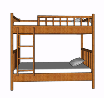 现代实木儿童床su模型