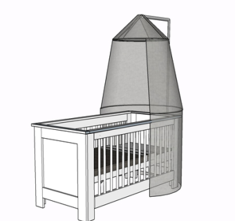 现代实木儿童床su模型