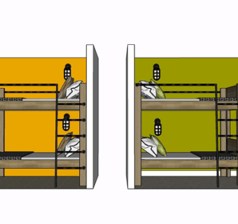 现代实木儿童床su模型