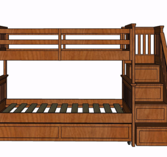 现代实木儿童床su模型