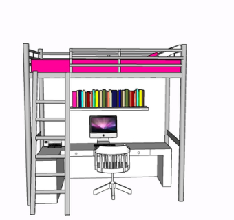 现代儿童床su模型