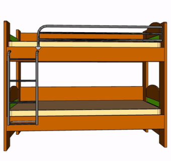 现代实木儿童床su模型