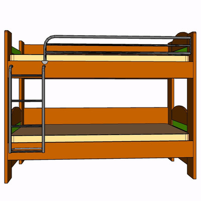 现代实木儿童床su模型