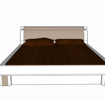 现代布艺双人床su模型