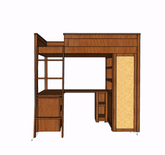 现代实木儿童床su模型