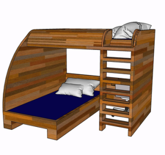 现代实木儿童床su模型