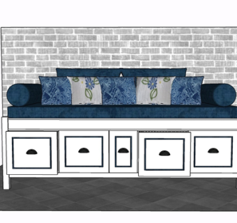 现代实木多人沙发su模型