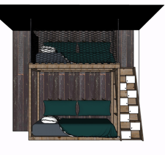 现代实木儿童床su模型