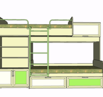 现代实木儿童床su模型