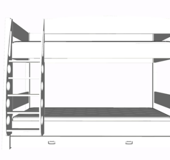 现代实木儿童床su模型