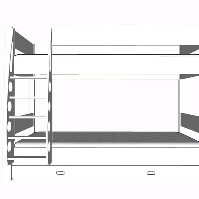 现代实木儿童床su模型