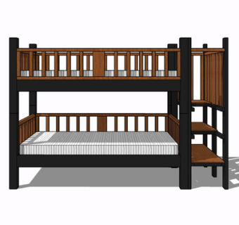 现代实木儿童床su模型