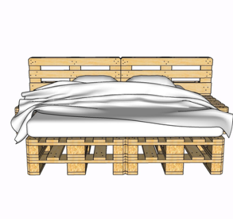 现代实木双人床su模型