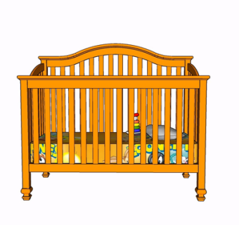 现代实木儿童床su模型