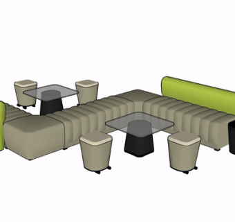 现代布艺休闲沙发su模型