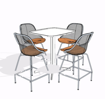 现代休闲桌椅su模型