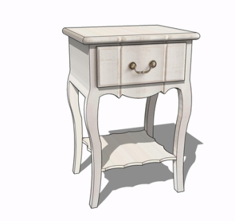 简欧实木边几su模型