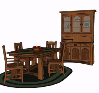现代实木餐桌椅su模型