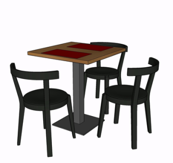 现代实木休闲桌椅su模型