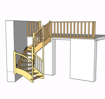现代实木楼梯su模型