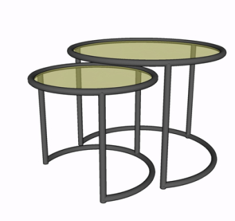 现代玻璃边几su模型