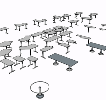 现代餐桌组合su模型