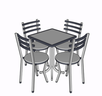 现代实木休闲桌椅su模型