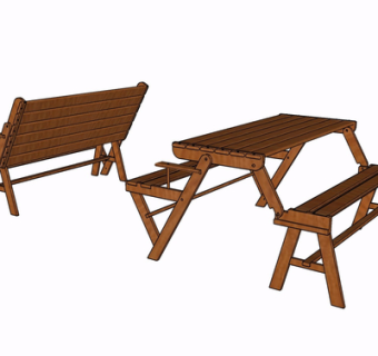 现代实木餐桌椅su模型