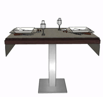 现代金属餐桌su模型