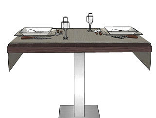 现代金属餐桌su模型