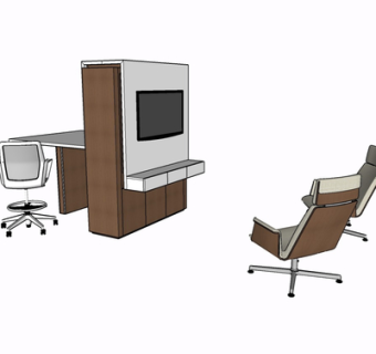 现代实木休闲椅su模型