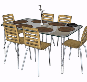 现代餐桌椅su模型