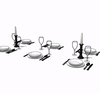 现代餐具组合su模型