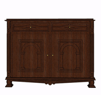 欧式实木边柜su模型