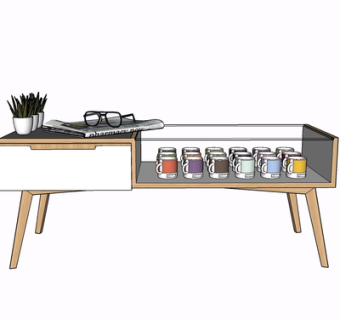 北欧实木边柜su模型