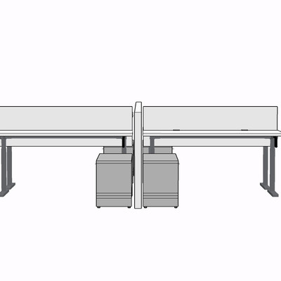 现代卡位办公桌椅su模型
