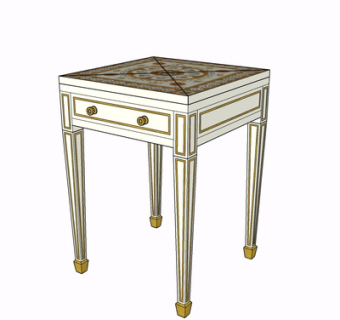 欧式实木边几su模型