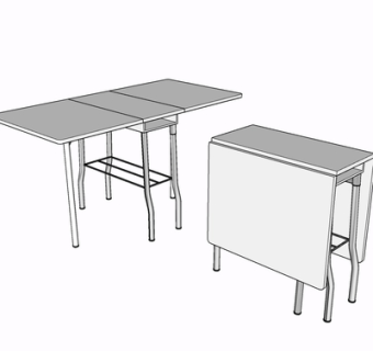 现代折叠餐桌椅su模型