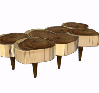 现代实木凳子su模型