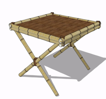 现代实木凳子su模型