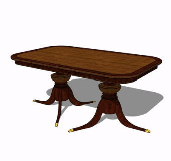 欧式实木餐桌su模型