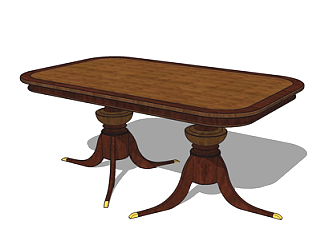 欧式实木餐桌su模型