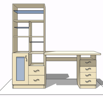 现代实木书桌su模型