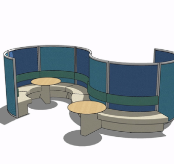 现代卡位餐桌椅su模型