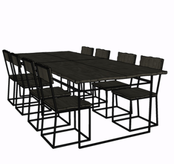 现代实木餐桌椅su模型