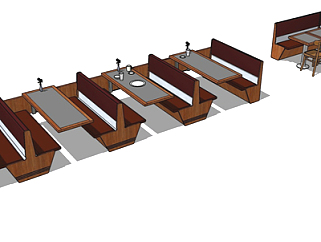 现代实木<em>卡位</em>餐桌椅su模型