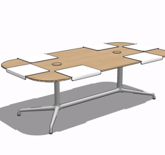 现代实木餐桌su模型