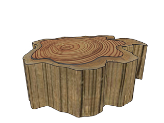 现代木桩凳子su模型