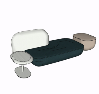 现代布艺多人沙发su模型